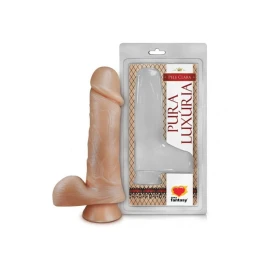 PÊNIS 16CM SEM VIBRO COM VENTOSA  E ESCROTO SEXY FANTASY