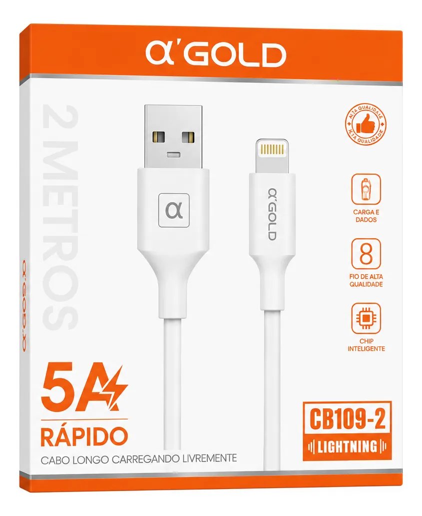 CABO USB-Lightning LONGO 2 METROS OKGOLD CB109-2