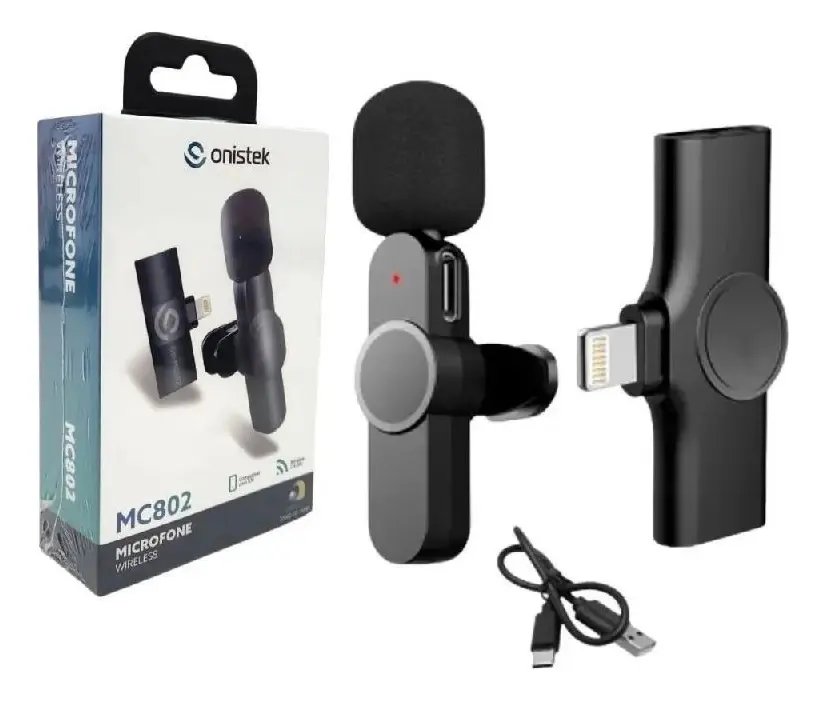 MICROFONE LAPELA WIRELESS ONISTEK MC812 TIPO  *Lightning Para Iphone*