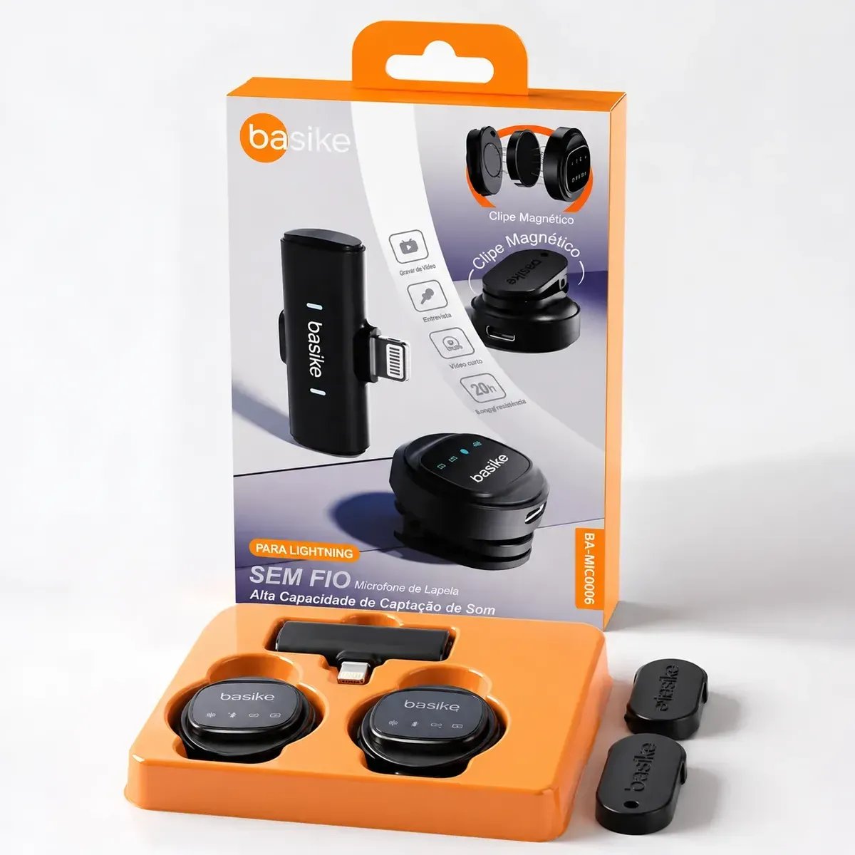 MICROFONE LAPELA WIRELESS BASIKE BA-MIC0006 TIPO LIGTHNING